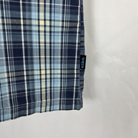 Kuhl Mens Shirt Short Sleeve Button Front Blue Plaid Men's Medium - Picture 6 of 10